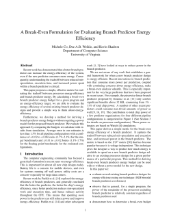 A Break-Even Formulation for Evaluating Branch Predictor Energy