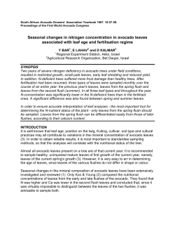 Seasonal changes in nitrogen concentration in avocado leaves