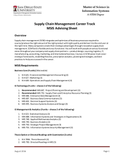 Supply Chain Management - Fowler College of Business