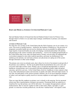 HMS Center for Primary Care Overview Briefing