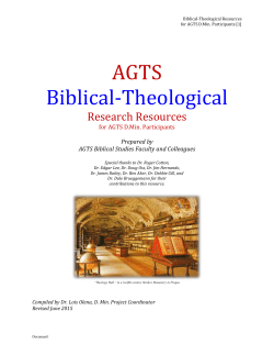 Biblical-Theological Resources - Assemblies of God Theological