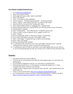 Free Market Craigslist Posting Process 1. Go to http://www.craigslist