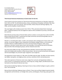 Press Release - 2015 Americana Hootenany at Cotuit Center for the