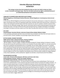 Saturday Afternoon Workshops #STRATEGY