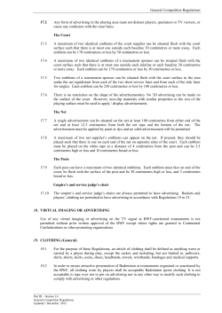 General Competition Regulations 17.2 Any form of advertising in the