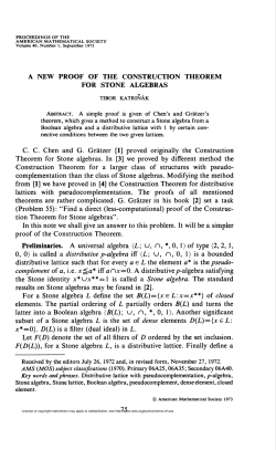 A NEW PROOF OF THE CONSTRUCTION THEOREM FOR STONE
