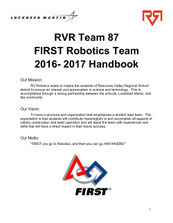 RVR Team 87 FIRST Robotics Team 2016