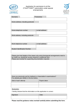 Application for permission to sit the CTA/ATT/ADIT* examination
