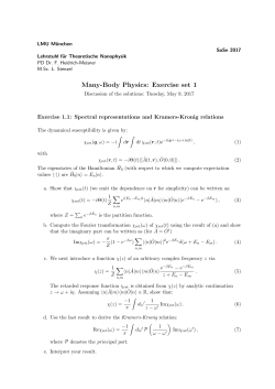 Many-Body Physics: Exercise set 1 - Fakult&auml;t f&uuml;r Physik