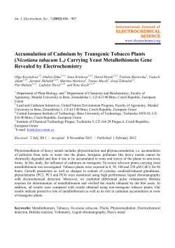 Accumulation of Cadmium by Transgenic Tobacco Plants (Nicotiana