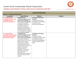 RUBRIC FOR INSTRUCTIONAL SPECIALIST EVIDENCE REPORT