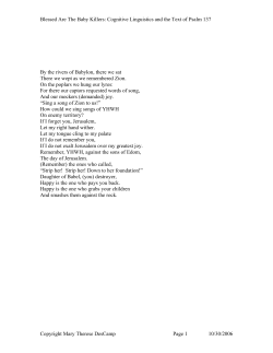 Blessed Are The Baby Killers: Cognitive Linguistics and the Text of