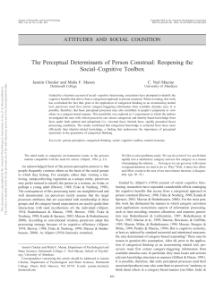 The Perceptual Determinants of Person Construal