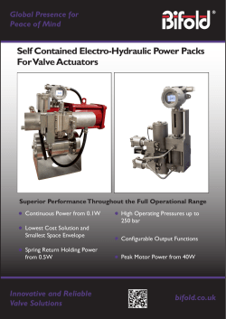 Self Contained Electro-Hydraulic Power Packs For Valve