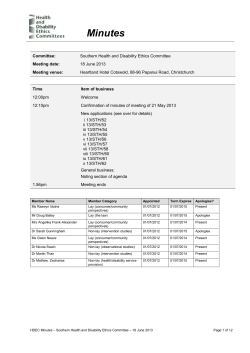 18 June 2013 - Health and Disability Ethics Committees
