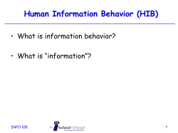 Information needs and seeking
