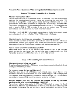 (FAQs) on migration to PIN-based payment cards Usage of PIN
