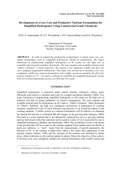 Development of a Low Cost and Productive New Nutrient