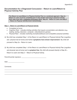 Documentation for a Diagnosed Concussion &ndash; Return to Learn