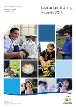 2015 Tasmanian Training Awards The Tasmanian Training Awards