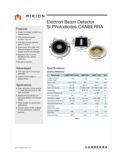Electron Beam Detector Si Photodiodes CANBERRA Data Sheet