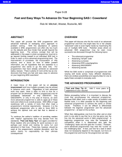 SUGI 28: Fast and Easy Ways to Advance on Your Beginning SAS(r