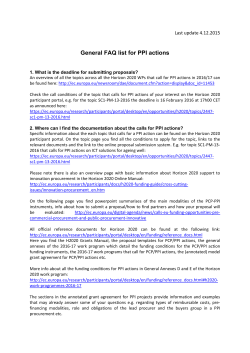 General FAQ list for PPI actions - EPP