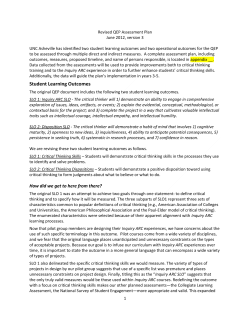 Student Learning Outcomes - Inquiry ARC