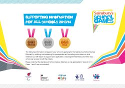 Sainsbury`s School Games: supporting information for schools