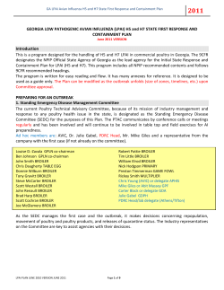 GA LPAI Avian Influenza H5 and H7 State First Reponse and