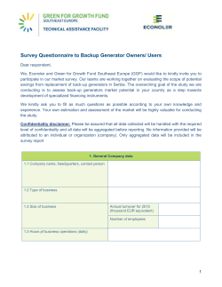 Survey Questionnaire to Backup Generator Owners