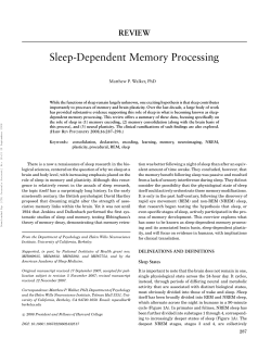 Sleep-Dependent Memory Processing - Walker Lab