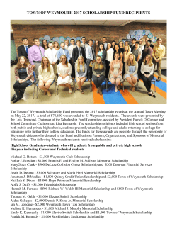 TOWN OF WEYMOUTH 2017 SCHOLARSHIP FUND RECIPIENTS