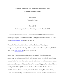 Influence of Warm versus Cool Temperatures on Consumer Choice