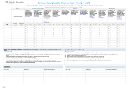 Curriculum Mapping Template: Critical and Creative Thinking * 9