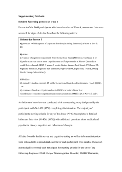 Supplementary Methods Detailed Screening protocol at wave 4 For