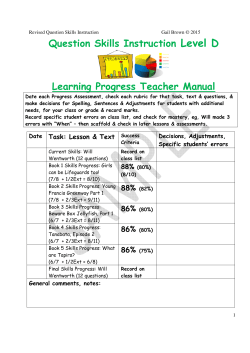 Question Skills Instruction Level D Learning Progress Teacher Manual