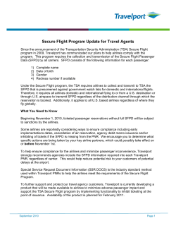 Secure Flight Program Update for Travel Agents