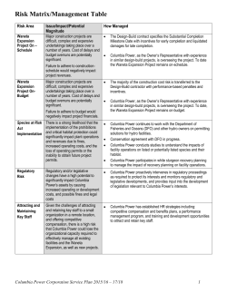 Risk Matrix/Management Table