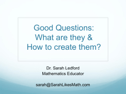 Good Questions - PowerPoint Presentation