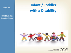 Infant /Toddler with a Disability - Colorado Department of Education
