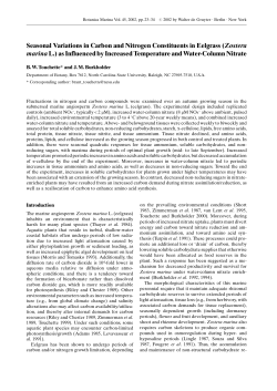 Seasonal Variations in Carbon and Nitrogen Constituents in