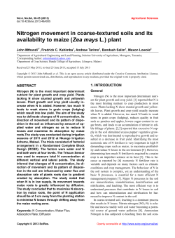 Nitrogen movement in coarse-textured soils and its availability to