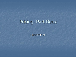 Pricing- Part Deux
