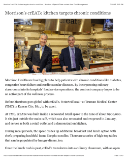 Morrison`s crEATe kitchen targets chronic conditions | Nutrition
