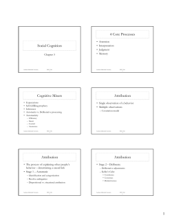 Social Cognition 4 Core Processes Cognitive Misers Attribution