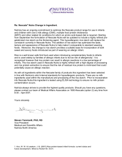 Re: Neocate&reg; Nutra Change in Ingredient. Nutricia has an ongoing