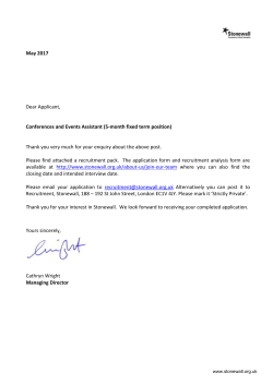Conference and Events Assistant - Recruitment Pack