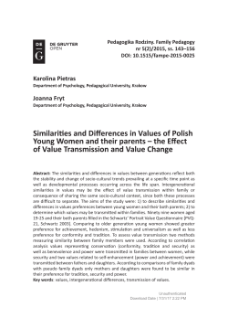 Similarities and Differences in Values of Polish Young Women and
