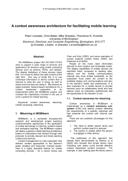 A context awareness architecture for facilitating